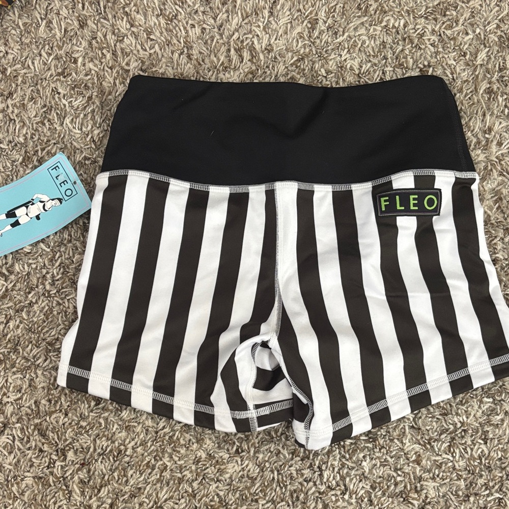 Fleo Women's Athletic Shorts in Black and White Stripes